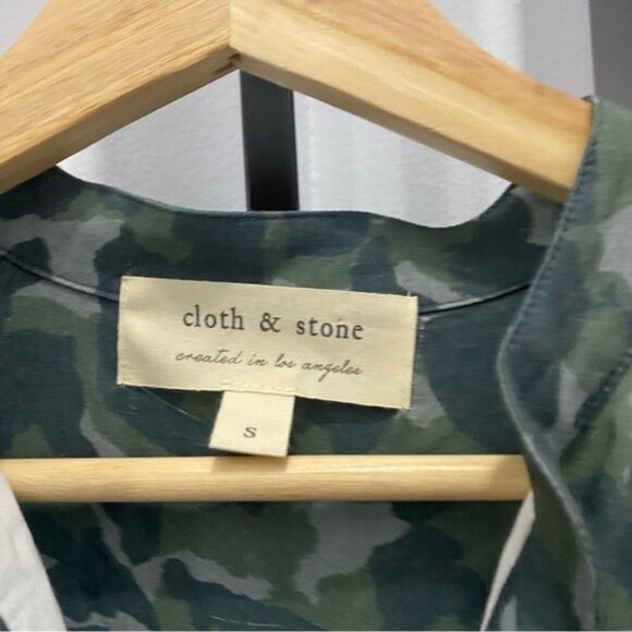 Anthropologie Cloth & Stone Nina Camo Mini Shirtdress Green Size Small Sz Small - Picture 4 of 6